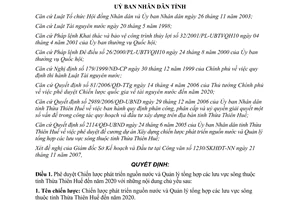 Quyết định 2709/QĐ-UBND chiến lược phát triển nguồn nước quản lý lưu vực sông Thừa Thiên Huế