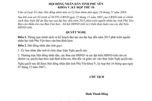 Nghị quyết 86/2007/NQ-HĐND chính sách đào tạo sau đại học đến 2015 phát triển nguồn nhân lực Phú Yên