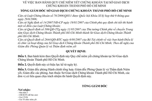Quyết định 168/QĐ-SGDHCM Quy chế niêm yết chứng khoán Sở Giao dịch Chứng khoán Thành phố Hồ Chí Minh