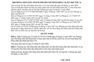 Nghị quyết 21/2007/NQ-HĐND quy định chế độ, định mức chi cho hoạt động Hội đồng nhân dân thành phố khóa VII