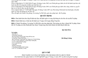 Quyết định 10/2007/QĐ-BTP Quy chế phát ngôn cung cấp thông tin báo chí Bộ Tư pháp