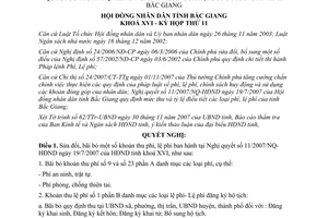 Nghị quyết 20/2007/NQ-HDND phí, lệ phí, huy động và sử dụng vốn góp nhân dân BG