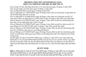 Nghị quyết 59/2007/NQ-HĐND  quy định thu  loại phí và lệ phí trên địa bàn Đà Nẵng