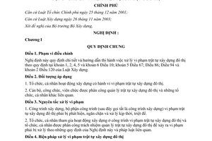Nghị định 180/2007/NĐ-CP xử lý vi phạm trật tự xây dựng đô thị hướng dẫn Luật Xây dựng