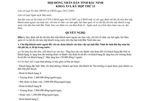 Nghị quyết 98/2007/NQ-HĐND16 chế độ chi tiêu đón tiếp khách nước ngoài vào làm việc cơ quan nhà nước Bắc Ninh