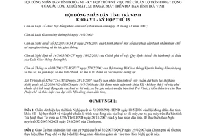 Nghị quyết số 13/NQ-HĐND 2007 chấm dứt hiệu lực 52/2006/NQ-HĐND hoạt động xe lôi ba gác máy Trà Vinh