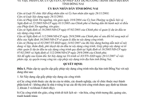 Quyết định 4317/QĐ-UBND phân cấp, ủy quyền cấp phép xây dựng công trình tỉnh Đồng Nai