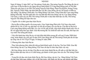 Thông báo 254/TB-VPCP ý kiến kết luận Thủ tướng Nguyễn Tấn Dũng họp dự án đầu tư xây dựng nhà ga hành khách T2 cảng hàng không quốc tế Nội Bài