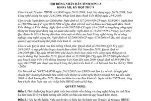 Nghị quyết 178/NQ-HĐND năm 2007 phát triển bưu chính viễn thông Sơn La đến 2020