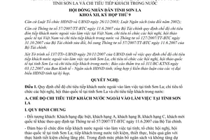 Nghị quyết 171/2007/NQ-HĐND chi tiêu tiếp khách tổ chức hội nghị hội thảo Sơn La