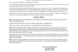 Quyết định 3304/QĐ-UBND năm 2007 điều chỉnh giá thóc tính thuế đất nông nghiệp thuế nhà đất Lâm Đồng