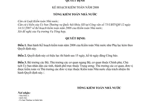 Quyết định 10/2007/QĐ-KTNN kế hoạch kiểm toán năm 2008