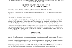 Nghị quyết 63/2007/NQ-HĐND chủ trương hình thức đầu tư dự án Kiên Giang giai đoạn 2007 2020