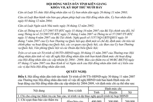 Nghị quyết 62/2007/NQ-HĐND chi hoạt động Hội đồng nhân dân Kiên Giang