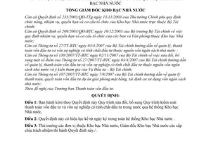 Quyết định 1539/QĐ-KBNN sửa đổi Quy trình kiểm soát thanh toán vốn đầu tư vốn sự nghiệp có tính chất đầu tư trong nước hệ thống Kho bạc Nhà Nước