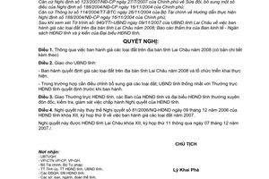 Nghị quyết 106/2007/NQ-HĐND giá đất trên địa bàn tỉnh Lai Châu năm 2008