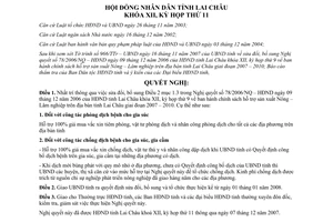 Nghị quyết 104/2007/NQ-HĐND sửa đổi Nghị quyết 78/2006/NQ–HĐND Lai Châu