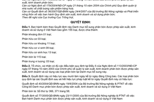 Quyết định 102/2007/QĐ-BNN Danh mục bổ sung phân bón được phép sản xuất, kinh doanh sử dụng ở Việt Nam