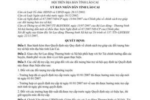 Quyết định 75/2007/QĐ-UBND quy định chính sách trợ giúp đối tượng bảo trợ xã hội tỉnh Lào Cai