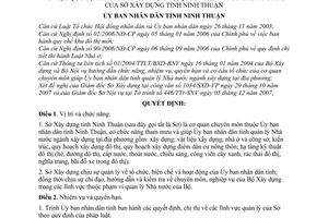 Quyết định 334/2007/QĐ-UBND chức năng nhiệm vụ quyền hạn cơ cấu tổ chức của sở xây dựng tỉnh Ninh Thuận