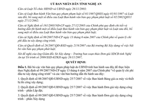 Quyết định 141/2007/QĐ-UBND bãi bỏ quyết định đơn giá xây dựng công trình Nghệ An