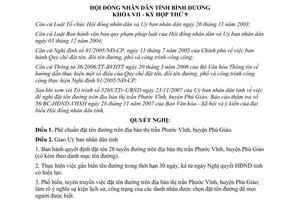 Nghị quyết 36/2007/NQ-HĐND7 đặt tên đường thị trấn Phước Vĩnh tỉnh Bình Dương