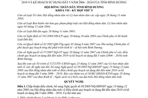 Nghị quyết 16/2007/NQ-HĐND7 sửa đổi Nghị quyết 58/2005/NQ-HĐND7  Bình Dương