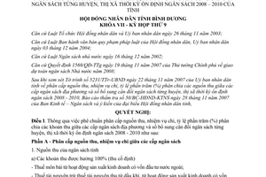 Nghị quyết 26/2007/NQ-HĐND7 phân cấp nguồn thu nhiệm vụ chi cân đối ngân sách Bình Dương