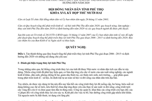 Nghị quyết 126/2007/NQ-HĐND phát triển thủy lợi Phú Thọ giai đoạn 2006 - 2015 định hướng 2020