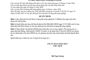 Quyết định 40/2007/QĐ-UBND giá lúa tính thuế sử dụng đất nông nghiệp