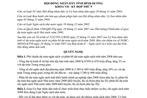 Nghị quyết 24/2007/NQ-HĐND7 phân bổ dự toán ngân sách 2008 Bình Dương