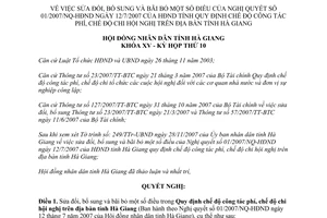 Quyết định 23/2007/NQ-HĐND sửa đổi 01/2007/NQ-HĐND chế độ công tác phí chế độ chi hội nghị Hà Giang