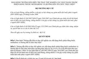 Quyết định 5076/QĐ-BYT 2007 hướng dẫn điều trị thay thế nghiện do Bộ Y tế ban hành