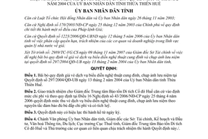 Quyết định 2784/QĐ-UBND bãi bỏ 297/2004/QĐ-UB giá vé biểu diễn chụp ảnh lưu niệm Thừa Thiên Huế