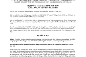 Nghị quyết 127/2007/NQ-HĐND tăng khả năng cạnh tranh sản phẩm công nghiệp Phú Thọ 2007 2010 2015