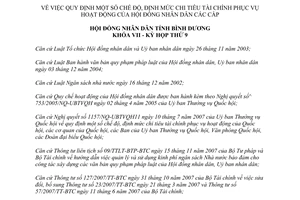 Nghị quyết s30/2007/NQ-HĐND7 chế độ định mức chi tiêu tài chính HĐND Bình Dương