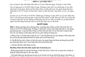 Nghị quyết 9e/2007/NQ-HĐND bán nhà ở thuộc sở hữu Nhà nước tỉnh Thừa Thiên Huế