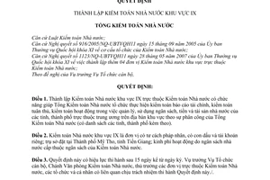 Quyết định 13/2007/QĐ-KTNN thành lập kiểm toán nhà nước khu vực IX