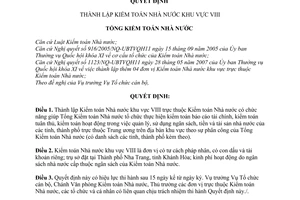 Quyết định 12/2007/QĐ-KTNN thành lập kiểm toán nhà nước khu vực VIII