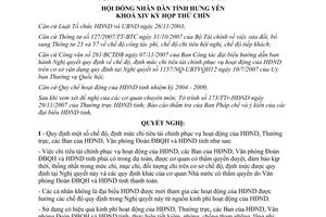 Nghị quyết 195/2007/NQ-HĐND định mức chi hoạt động Hội đồng nhân dân Hưng Yên