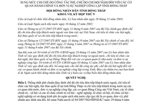 Nghị quyết 95/2007/NQ-HĐND.K7 chế độ chi tiêu đón tiếp khách hội thảo hội nghị Đồng Tháp