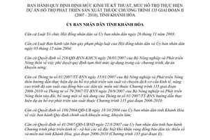 Quyết định 81/2007/QĐ-UBND mức hỗ trợ phát triển sản xuất chương trình 135 2007 2010 Khánh Hòa