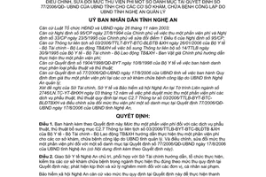 Quyết định 142/2007/QĐ-UBND  mức thu một phần viện phí các dịch vụ phẫu thuật, thủ thuật