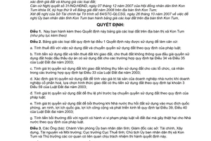 Quyết định 60/2007/QĐ-UBND bảng giá đất tỉnh Kon Tum