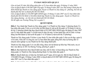 Quyết định 29/2007/QĐ-UBND thành lập thanh tra xây dựng quận 5 15 phường