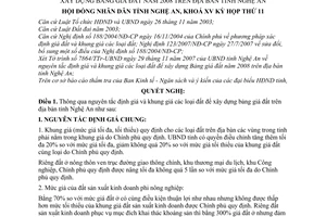 Nghị quyết 209/2007/NQ-HĐND Quy định nguyên tắc định giá và phê duyệt khung giá đất để xây dựng bảng giá đất năm 2008 Nghệ An