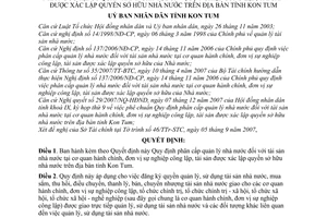 Quyết định 52/2007/QĐ-UBND quy định phân cấp quản lý nhà nước tài sản nhà nước cơ quan hành chính, đơn vị sự nghiệp công lập tỉnh Kon Tum