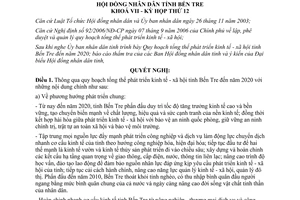 Nghị quyết 24/2007/NQ-HĐND quy hoạch tổng thể phát triển kinh tế xã hội Bến Tre