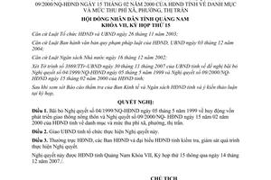 Nghị quyết 92/2007/NQ-HĐND hủy bỏ quy định huy động vốn phát triển giao thông Quảng Nam