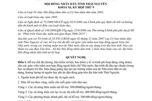 Nghị quyết 24/2007/NQ-HĐND hỗ trợ chế độ giáo viên mầm non ngoài biên chế Thái Nguyên